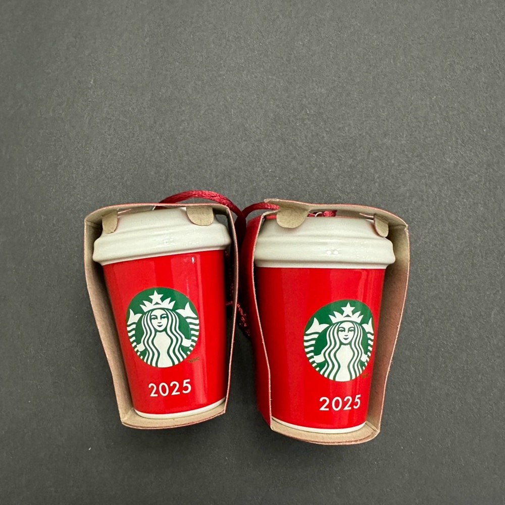 Starbucks Red 2025 Ornament Duo